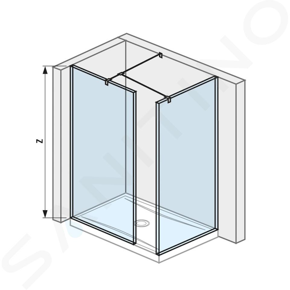 Jika Pure - Angolo di passaggio, 2 pareti 684x2000 mm e 884x2000 mm, con finitura Jika Perla Glass H2684240026681