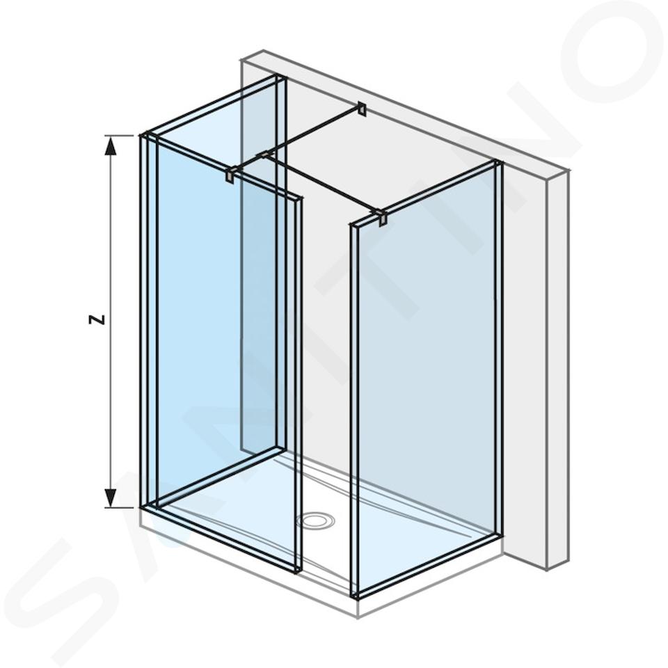 Jika Pure - Walk in trzyczęściowa ściana prysznicowa 80x80x80 cm, Jika Perla Glass, szkło przezroczyste H2684290026681