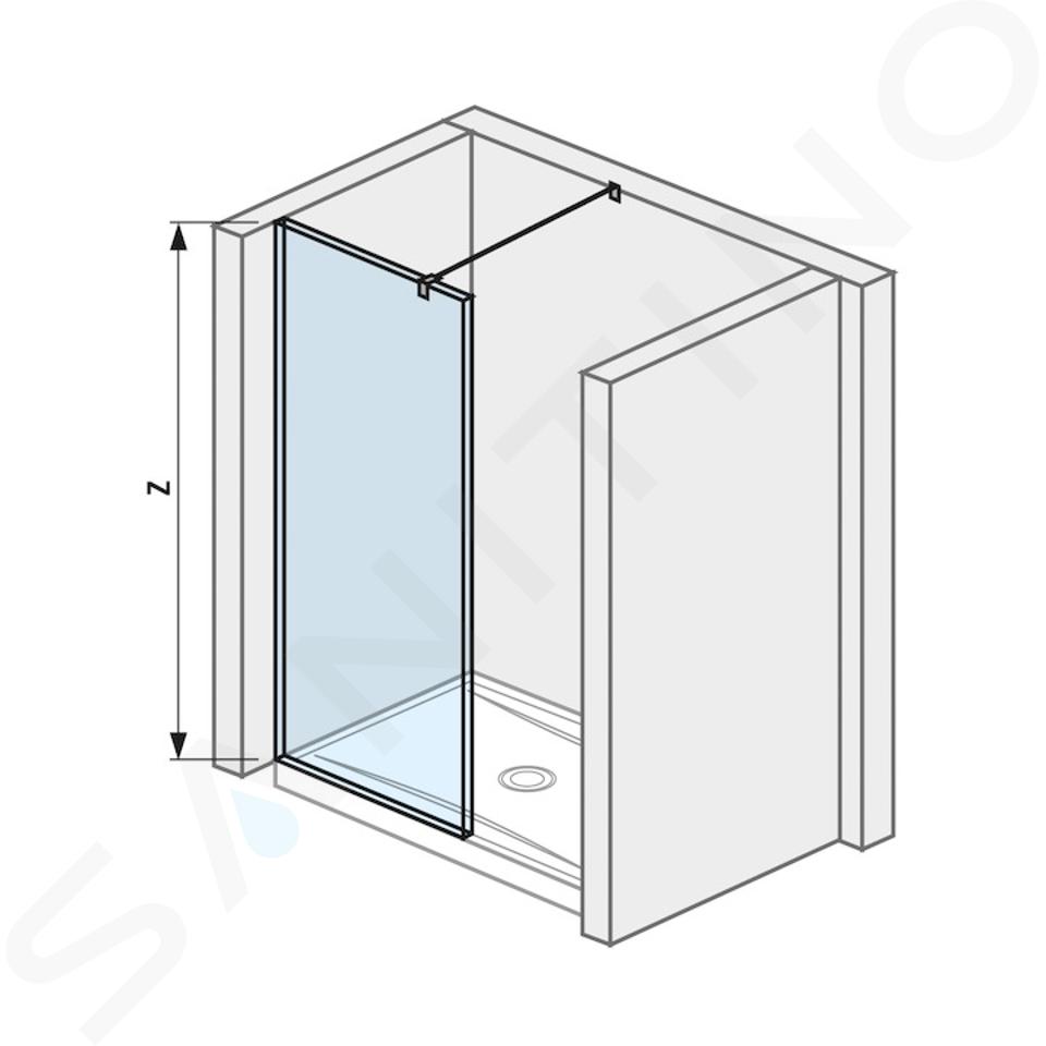 Jika Pure - Sklenená stena bočná 980 mm na sprchovú vaničku 100 cmx80 cm s úpravou Jika Perla Glass, 1000 mm x 200 mm x 2000 mm H2694280026681