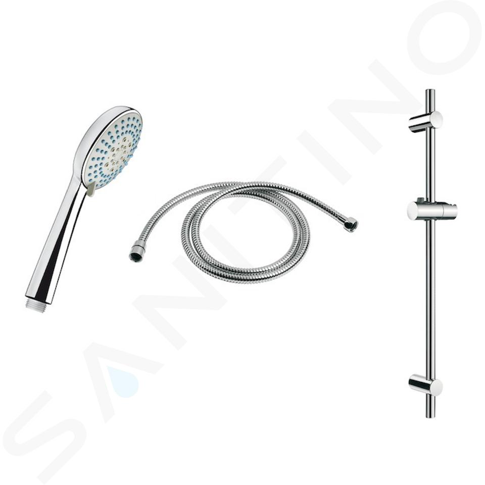 Jika Rio - Set de pommeau de douche, 3 jets, barre et flexible 1,7 m, inox/chrome H3651R00043731