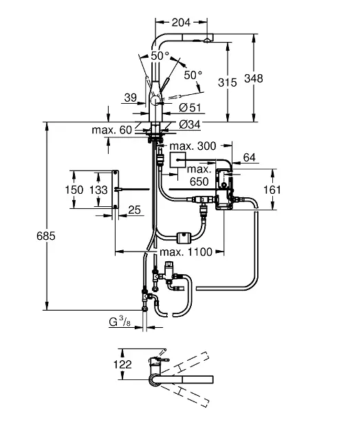 Grohe Essence Foot Control Elektronische Spültischarmatur, verchromt