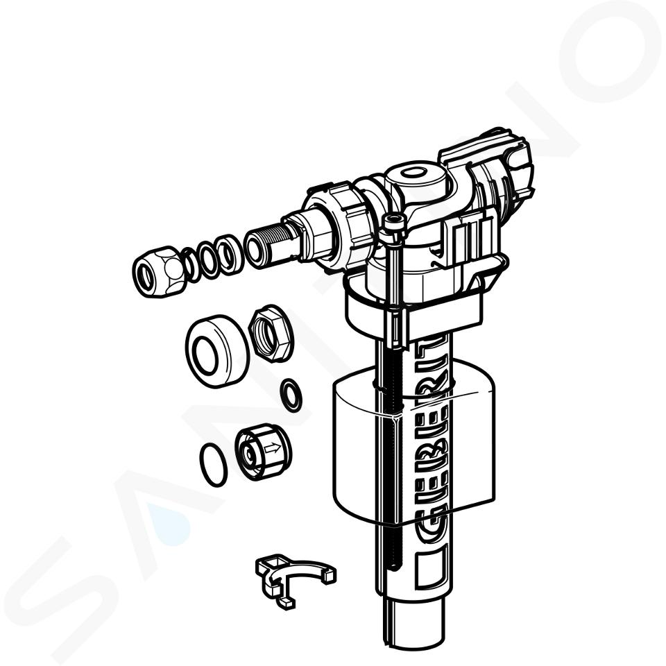 Robinet flotteur type 380, alimentation latérale. Pour réservoir universel.  Geberit 243.136.00.1