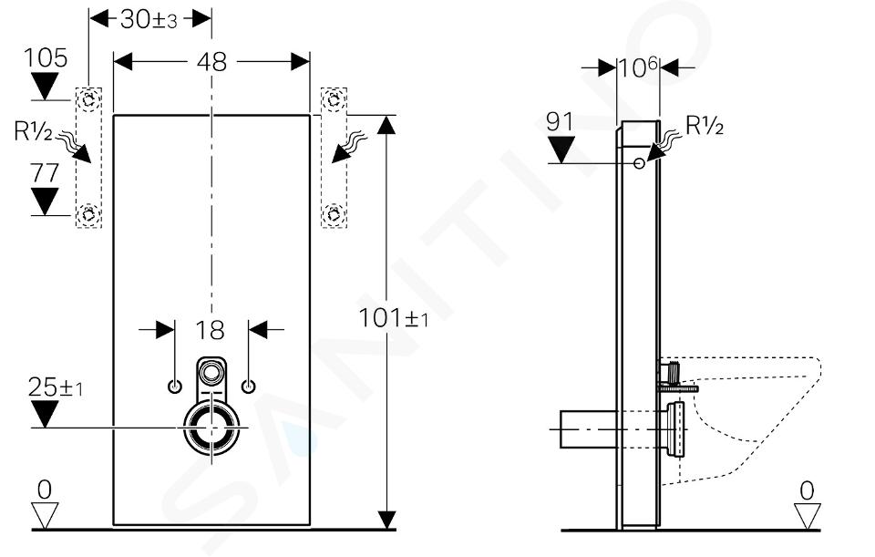 Geberit Monolith Module sanitaire pour WC suspendu H : 101 cm