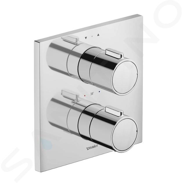 Duravit - Mitigeur thermostatique encastré, 2 sorties, avec corps d’encastrement, chrome TH4200007010