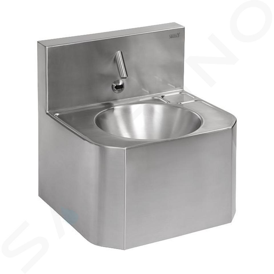 Sanela WC en inox - Ensemble WC à poser / lavabo , piezo, Antivandalisme,  inox mat SLWN 28P