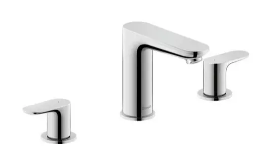 Duravit Wave - Grifo de lavabo con desagüe Push-Open, instalación de 3 orificios, cromo WA1060005010