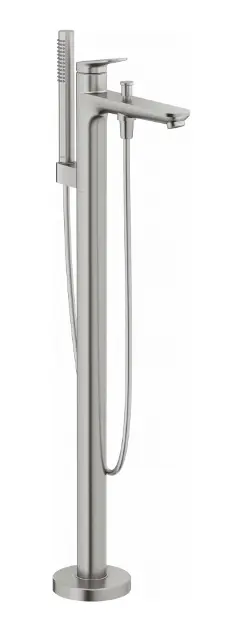 Duravit Wave - Grifo de bañera de suelo, acero inoxidable cepillado WA5250000070