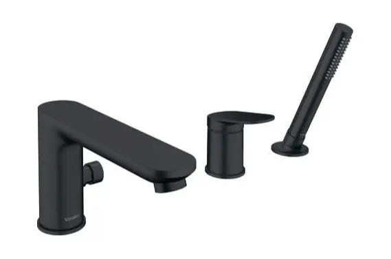 Duravit Wave - Grifo para borde de bañera, instalación de 3 orificios, negro mate WA5260000046