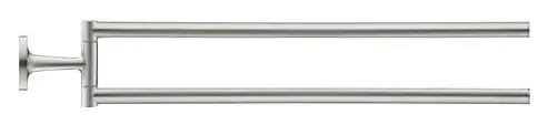 Duravit Starck T - Toallero doble, giratorio, longitud 47 cm, acero inoxidable cepillado 0099417000