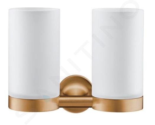 Duravit Starck T - Doppel-Zahnputzbecher, Glas matt/Bronze gebürstet 0099480400