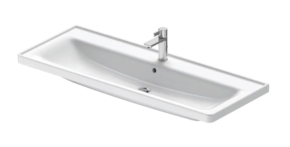 E-shop Duravit D-Neo - Umývadlo 120x48 cm, s prepadom, otvor na batériu, biela 2367120000