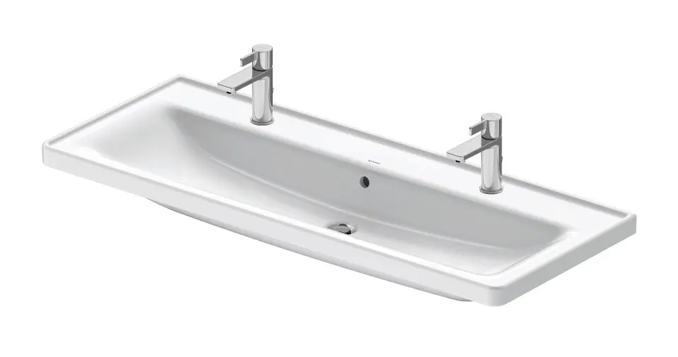 Duravit D-Neo - Dvojumývadlo 120x48 cm, s prepadom, otvor na batériu, biela 2367120024