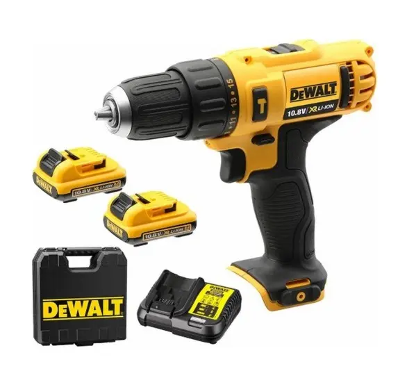 Levně DeWALT - 10,8V AKU vrtačka s příklepem, 2x aku 2,0 Ah Li-Ion, nabíječka DCD716D2