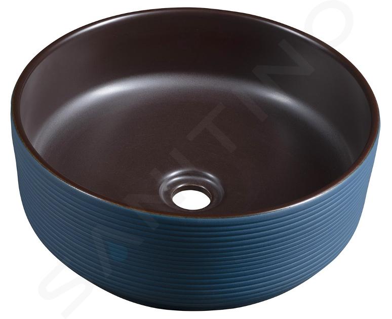 Sapho Priori - Lavabo da appoggio, diametro 41 cm, senza sfioratore, marrone/blu PI033