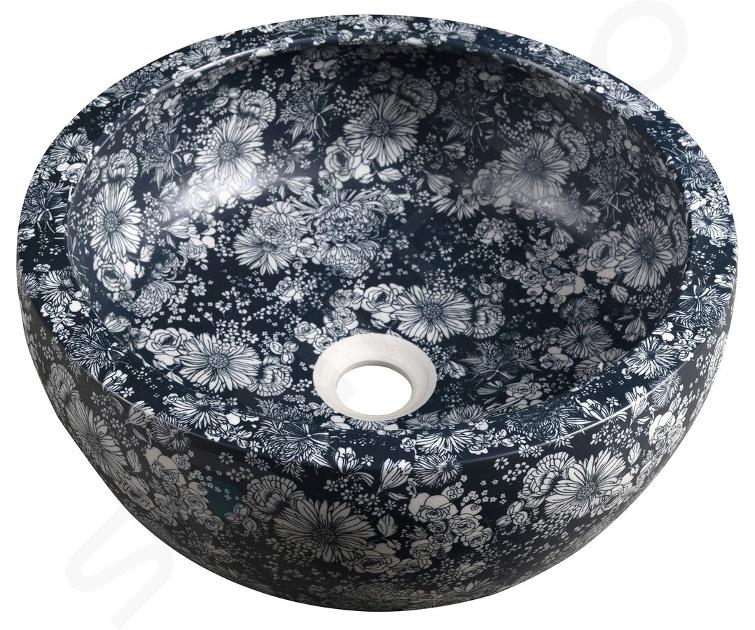 Sapho Priori - Lavabo pour plan de travail, diamètre 41 cm, sans trop-plein, bleu PI038