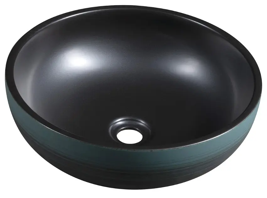 Sapho Priori - Lavoar pe blat, diametru 41 cm, fără preaplin, negru/verde PI039