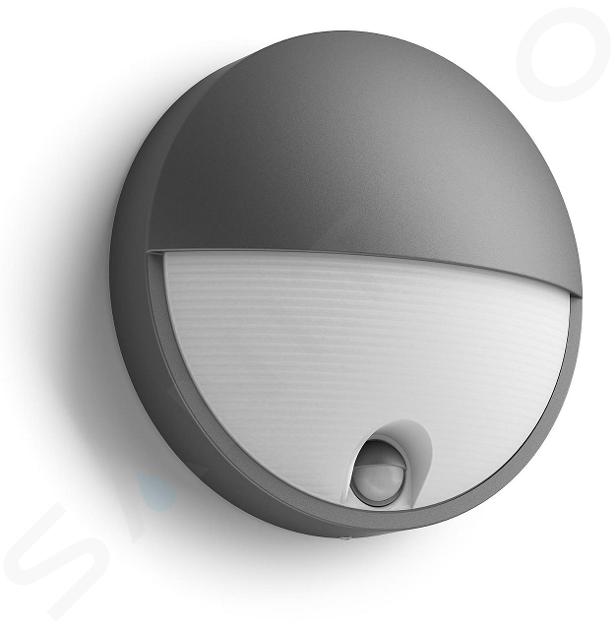 Philips myGarden - Luminaria LED de pared para exteriores, diámetro 21 cm, 2700 K, 6 W, con sensor, antracita 915005193001