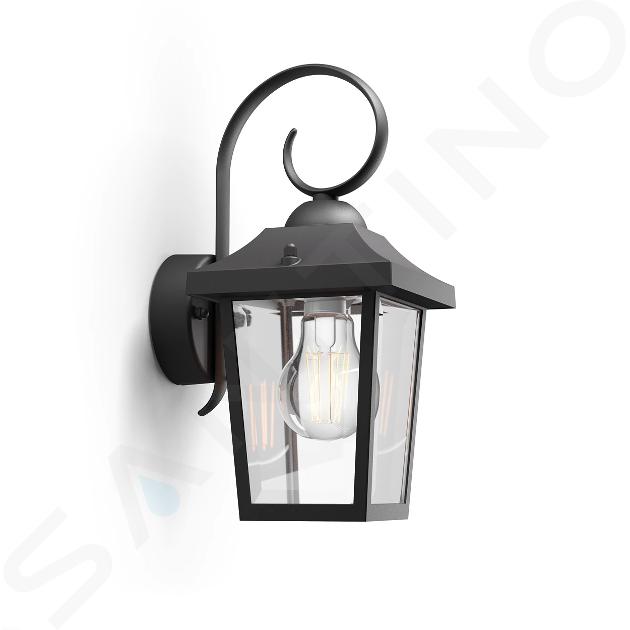 Philips myGarden - Nástenný vonkajší lampáš 29x13 cm, E27, čierna 915005309001