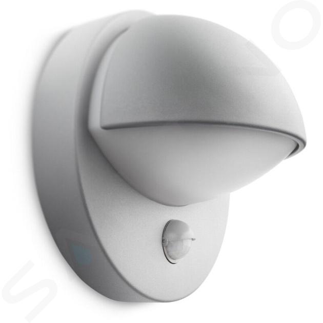 Philips myGarden - Luminaria LED de pared para exteriores, diámetro 20 cm, E27, con sensor, gris 915002145905