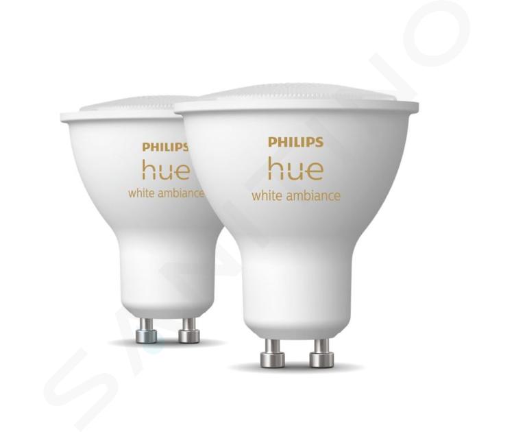 Philips Hue Smart żarówki - Inteligentna żarówka LED GU10, 4,3 W, możliwość ściemniania, światło białe, 2 szt. 929001953310