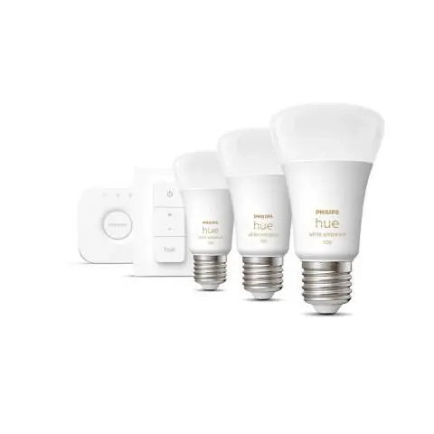 Levně Philips Hue - Chytrá sada se 3 žárovkami, můstkem Bridge a ovladačem 929002468403