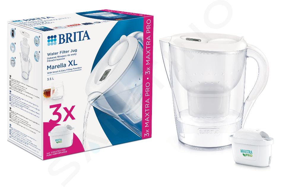 Brita Jarras de filtrado - Jarra filtrante Marella XL Memo, volumen 3,5 l,  3x filtro MX PRO, blanco 1052782