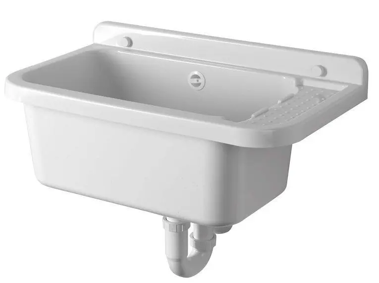 Aqualine - Vägghängd tvättho med avställningsyta, 60x34 cm, plast/vit PI5060