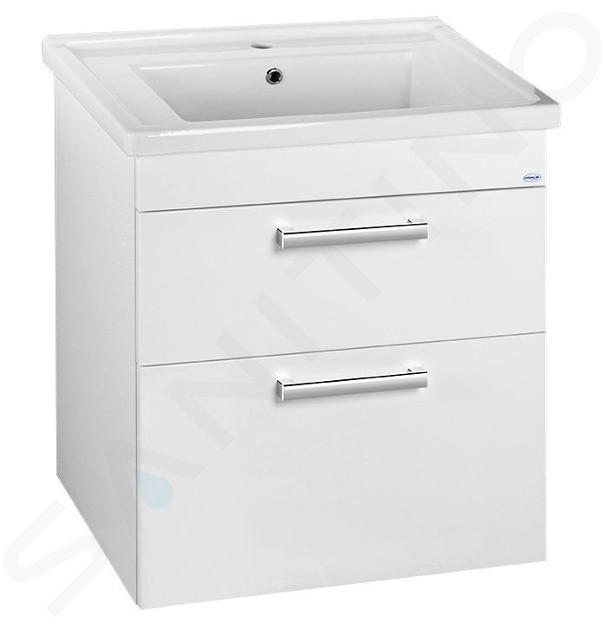 Aqualine Poly - Meuble pour lavabo 66x75x47 cm, 2 tiroirs, blanc PL070