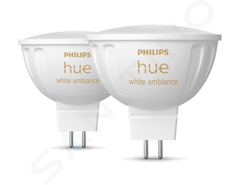 Philips Hue Smart żarówki - Inteligentna żarówka LED GU5.3, MR16, 5,1 W, możliwość ściemniania, światło białe, 2 szt. 929003575202