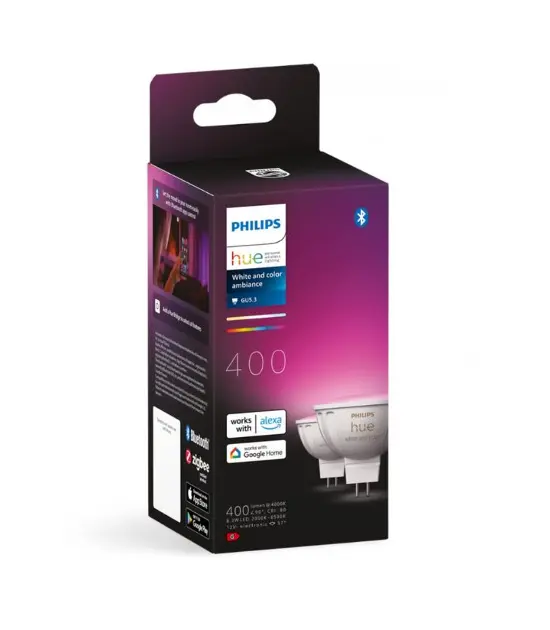 Philips Hue GU5.3 Spot 1-Pack - Wit en Gekleurd licht - Dimbaar - Verbind met Bluetooth of Bridge - Werkt met Alexa en Google Home - LED Spot MR16