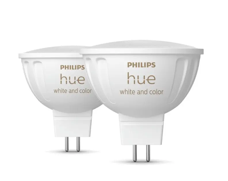 Philips Hue Intelligens izzók - Intelligens LED izzó GU5,3, MR16, 6,3 W, dimmelhető, fehér és színes fény, 2 db 929003575302