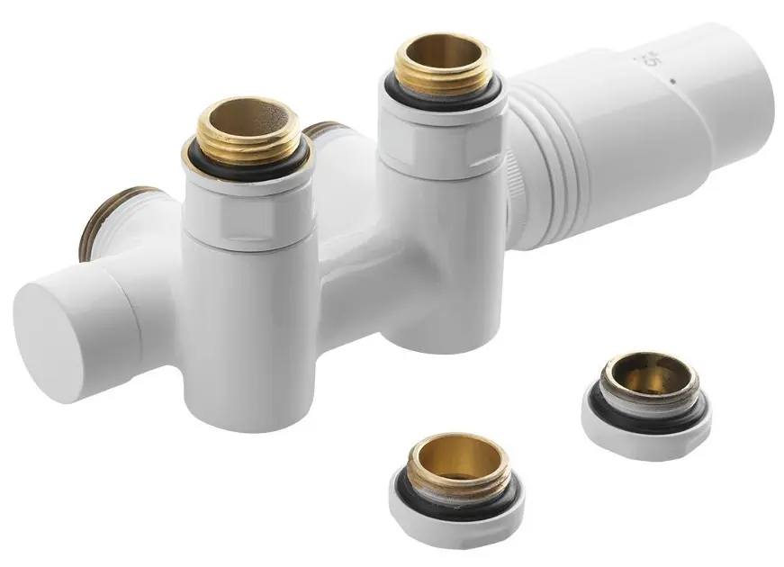 Bruckner Wicher - Thermostatic connection set, 50 mm centre connection, white 600.331.4