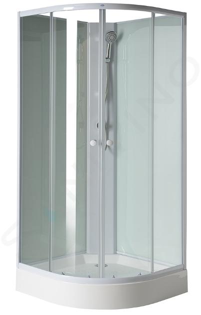 Aqualine Box doccia - Box doccia Aigo con piatto doccia, 900x900 mm, bianco/vetro trasparente YB93