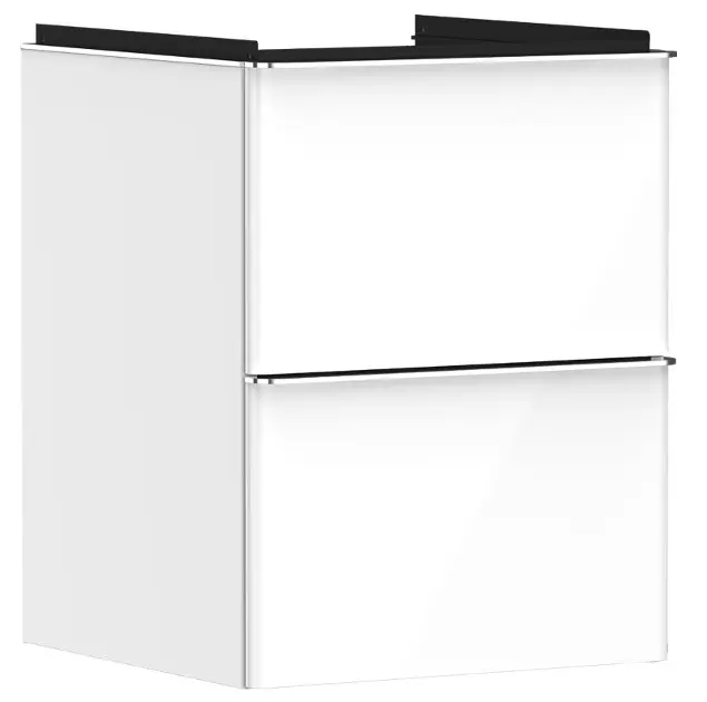 Hansgrohe Xelu Q - Mueble para lavabo, 63x48x50 cm, 2 cajones, blanco brillante/cromo 54019000