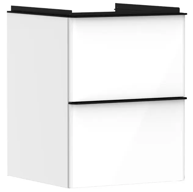 Hansgrohe Xelu Q - Mueble para lavabo, 63x48x50 cm, 2 cajones, blanco brillante/negro mate 54019670