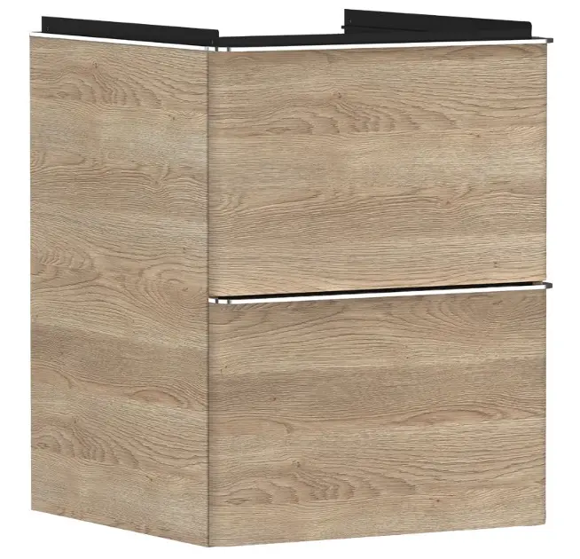 Hansgrohe Xelu Q - Mueble para lavabo, 63x48x50 cm, 2 cajones, roble natural/cromo 54021000