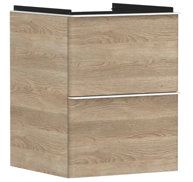 Hansgrohe Xelu Q - Mueble para lavabo, 63x48x50 cm, 2 cajones, roble natural/blanco mate 54021700