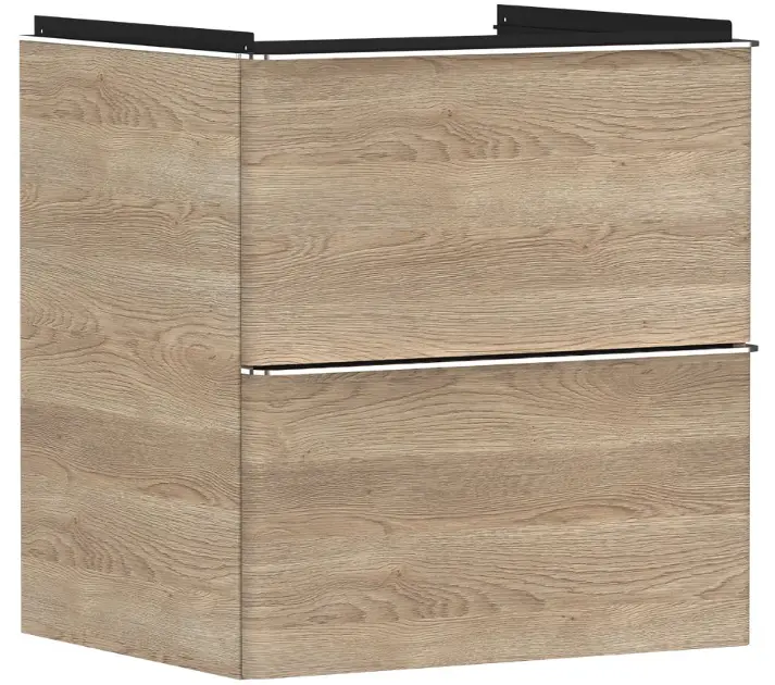 Hansgrohe Xelu Q - Mueble para lavabo, 63x58x50 cm, 2 cajones, roble natural/cromo 54025000