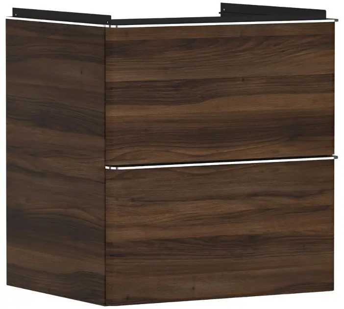 Hansgrohe Xelu Q - Mueble para lavabo, 63x58x50 cm, 2 cajones, nogal oscuro/cromo 54026000