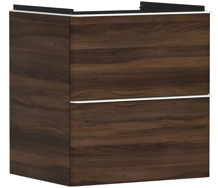 Hansgrohe Xelu Q - Mueble de lavabo, 63x58x50 cm, 2 cajones, nogal oscuro/blanco mate 54026700