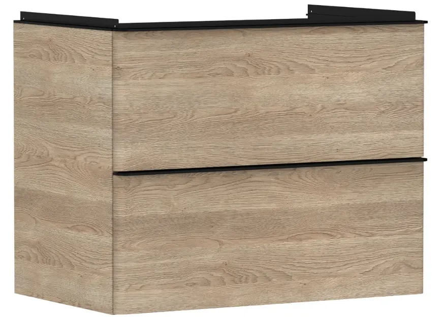 Hansgrohe Xelu Q - Mueble para lavabo, 63x78x50 cm, 2 cajones, roble natural/negro mate 54029670