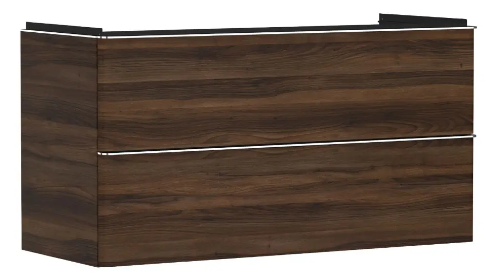 Hansgrohe Xelu Q - Mueble de lavabo, 63x118x50 cm, 2 cajones, nogal oscuro/cromo 54038000