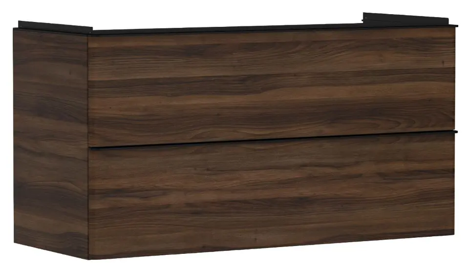 Hansgrohe Xelu Q - Mueble de lavabo, 63x118x50 cm, 2 cajones, nogal oscuro/negro mate 54038670