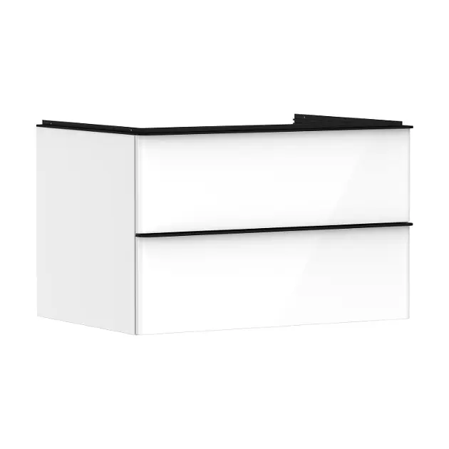 Hansgrohe Xelu Q - Umyvadlová skříňka, 50x78x55 cm, 2 zásuvky, lesklá bílá/matná černá 54074670