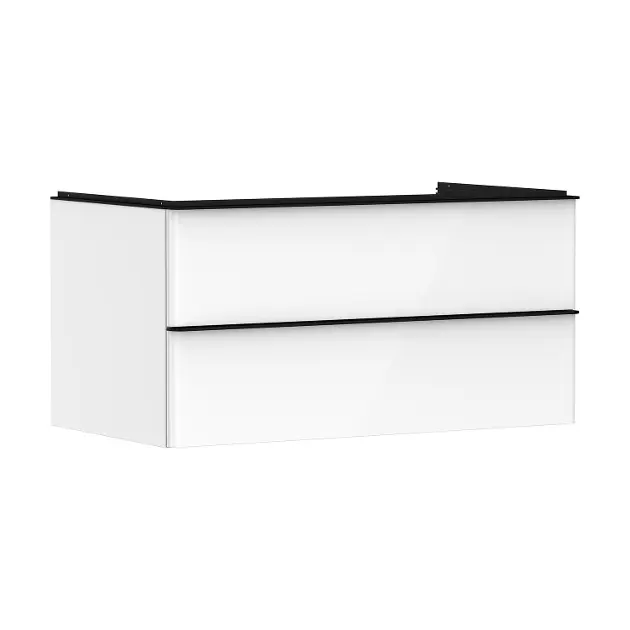 Hansgrohe Xelu Q - Umyvadlová skříňka, 50x98x55 cm, 2 zásuvky, lesklá bílá/matná černá 54078670