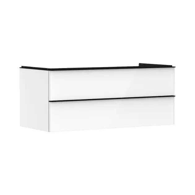 Hansgrohe Xelu Q - Umyvadlová skříňka, 50x118x55 cm, 2 zásuvky, lesklá bílá/matná černá 54082670