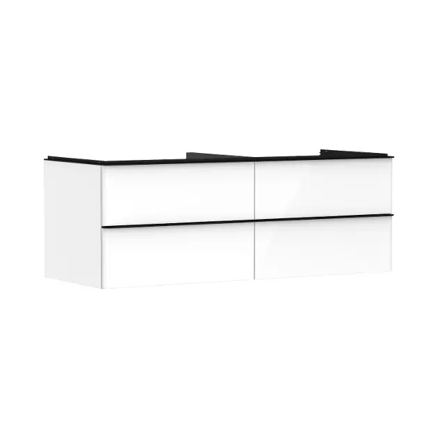 Hansgrohe Xelu Q - Umyvadlová skříňka, 50x136x55 cm, 4 zásuvky, lesklá bílá/matná černá 54086670
