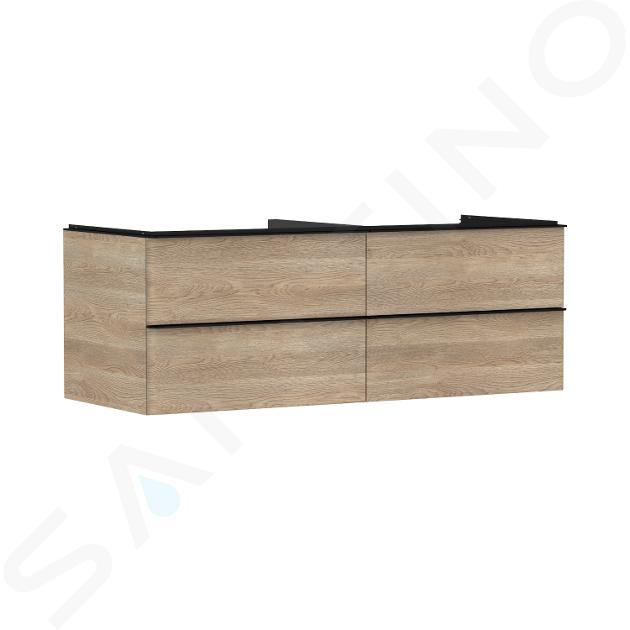 Hansgrohe Xelu Q - Wastafelkast, 50x136x55 cm, 4 lades, naturel eiken/matzwart 54088670