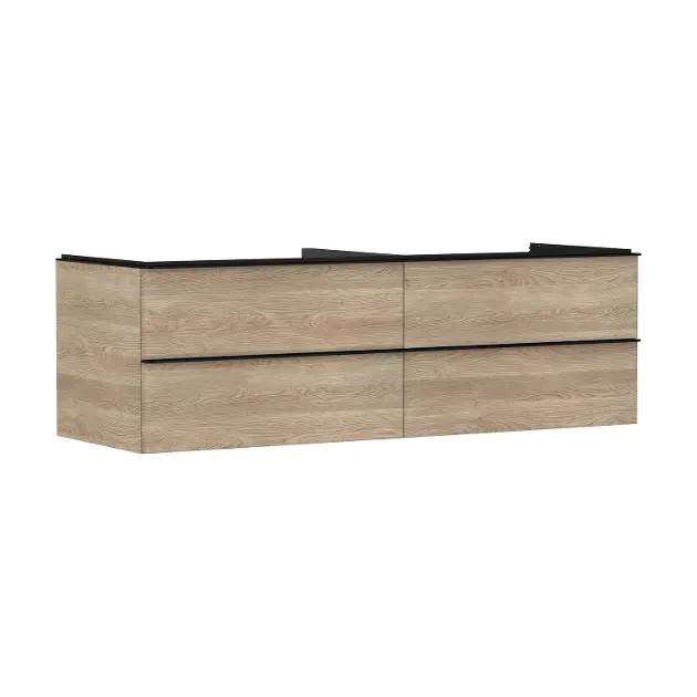 Hansgrohe Xelu Q - Umyvadlová skříňka, 50x156x55 cm, 4 zásuvky, přírodní dub/matná černá 54092670