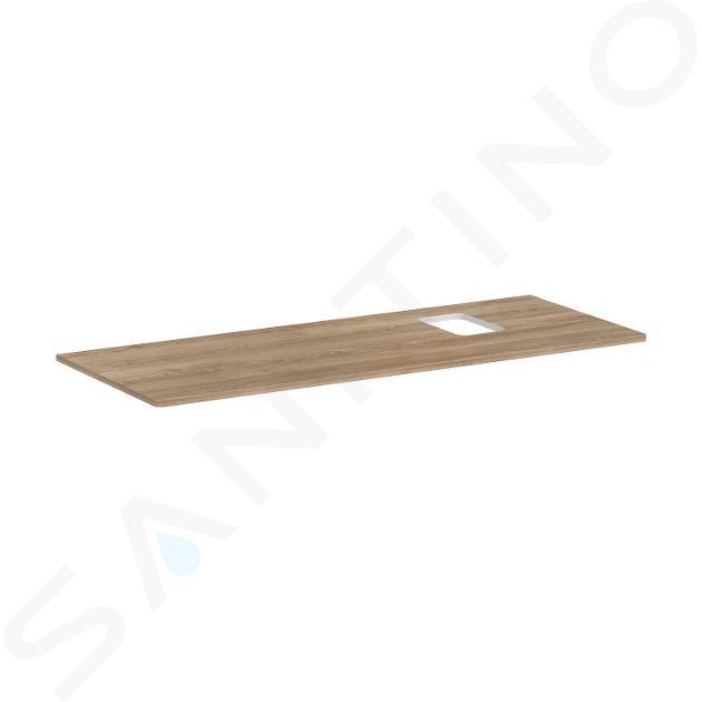 Hansgrohe Xelu Q - Wastafelblad 136x55 cm, uitsparing rechts, natuurlijk eiken 54124230